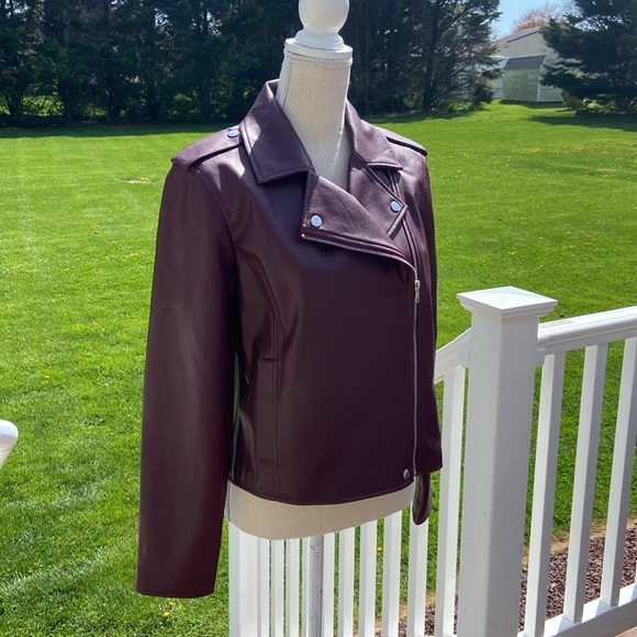 INC Women's Faux-Leather Jacket SZ Medium - Picture 4 of 12